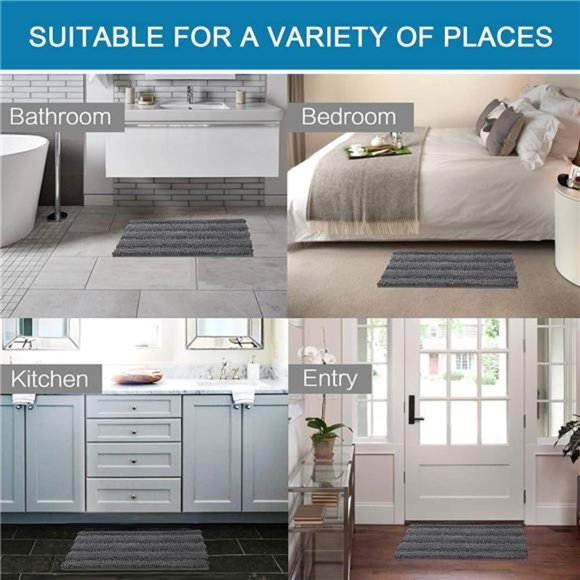 2 Piece Bathroom 20" x 32" + 17" x 24 Set Rugs Bath Mat Set Bathroom Non Slip - Picture 5 of 6